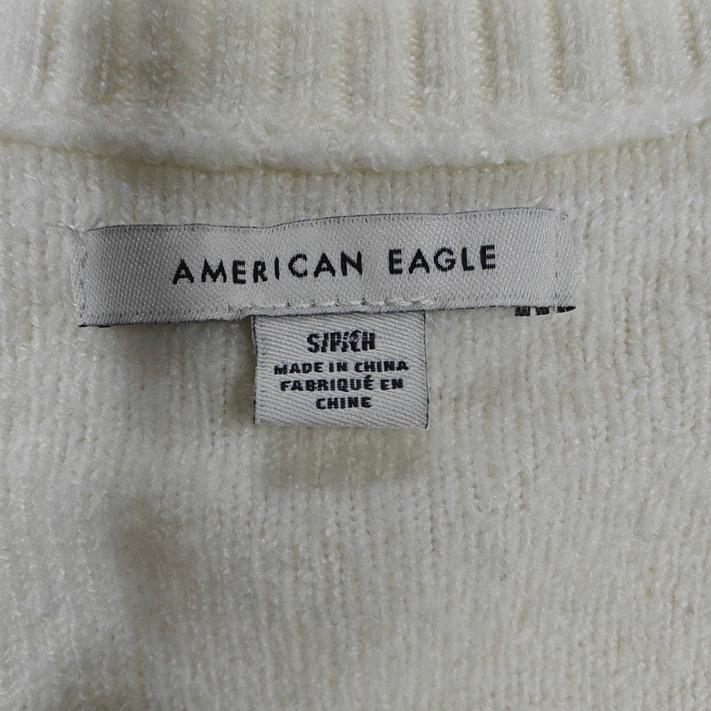 American Eagle Womens Cream Crew Neck Knit Pullover Sweater Size S Small White - Picture 3 of 6